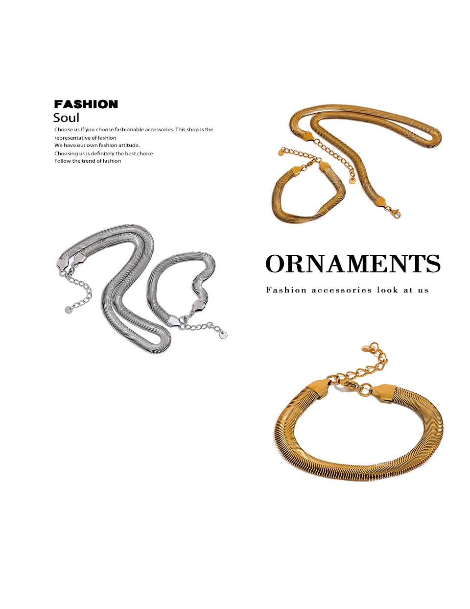 Geometric chain necklace in gold-plated stainless steel.