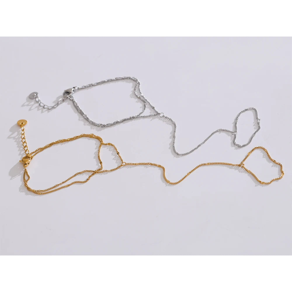 Cubic Zirconia Beaded Chain Bracelet — Gold-Plated Stainless Steel with Cubic Zirconia · PS2212