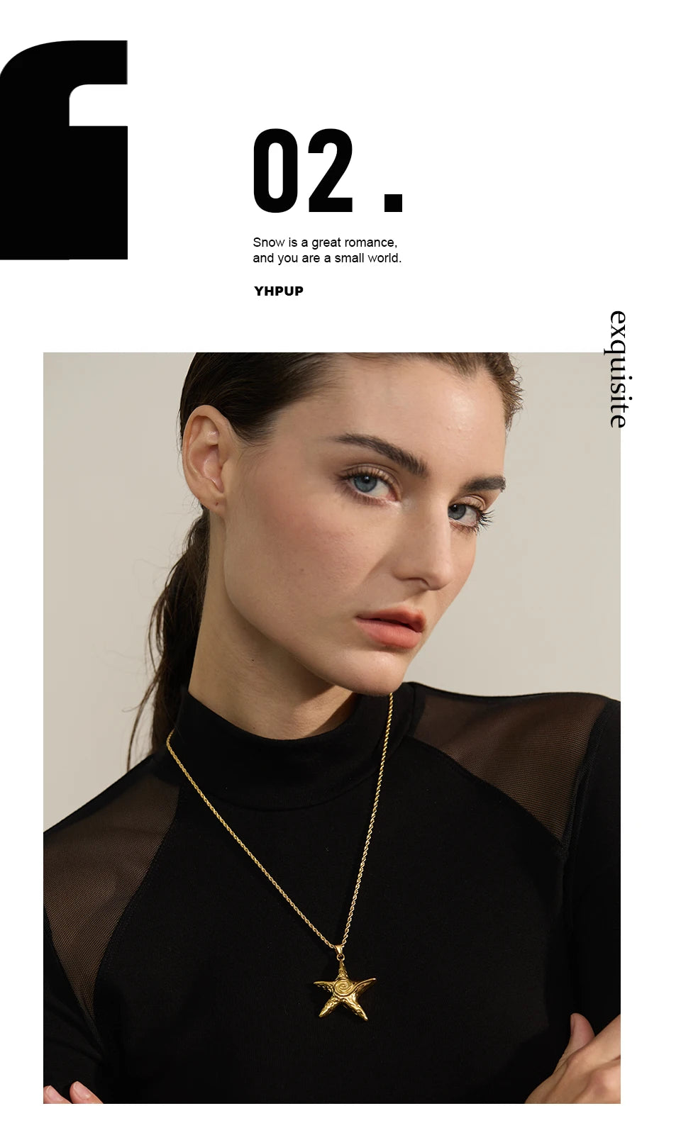 Star necklace in gold-plated 316L stainless steel.