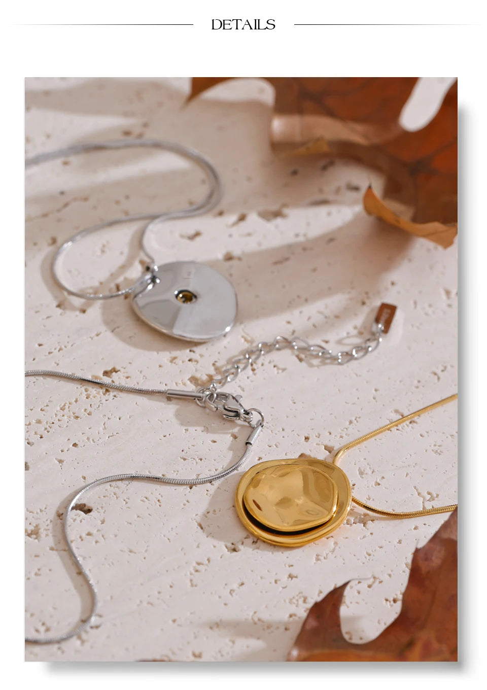 Coin geometric necklace in gold-plated stainless steel.