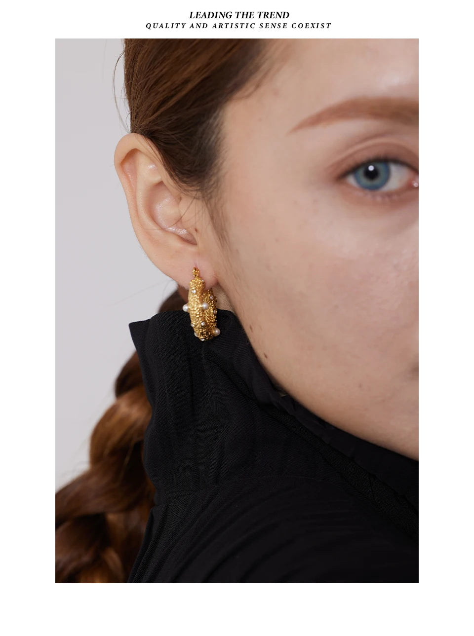 Cubic Zirconia Pearl Geometric Earrings — Gold-Plated Stainless Steel with Pearl and Cubic Zirconia · PS1627