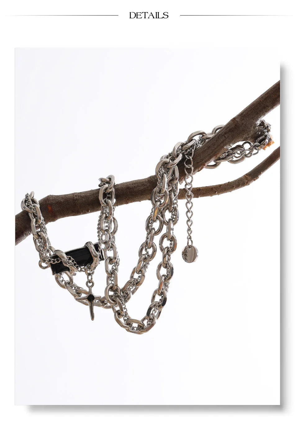 Crystal natural stone cross necklace in gold-plated stainless steel with natural stone and crystal.