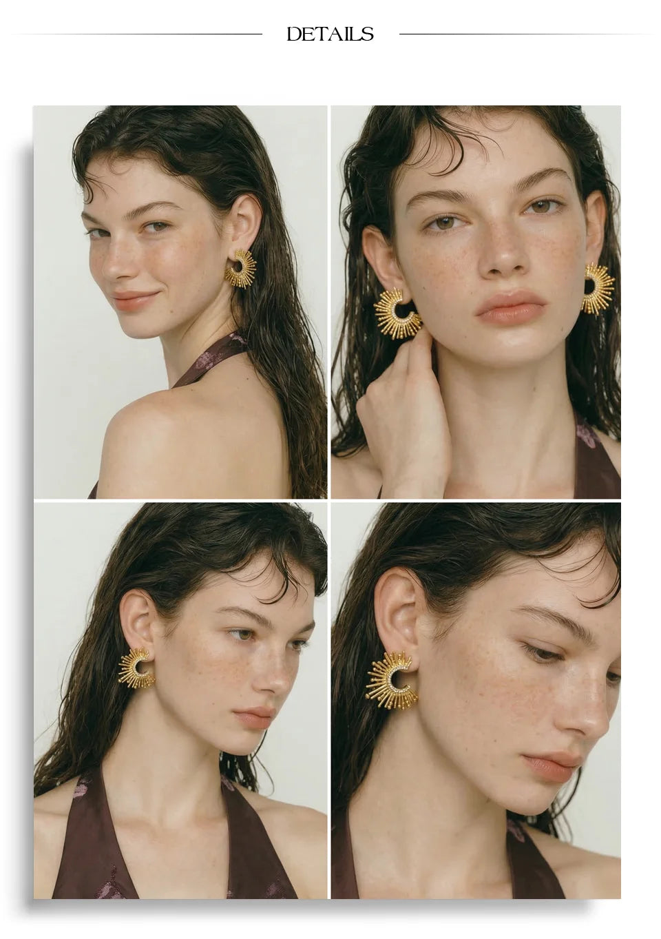 Cubic Zirconia Geometric Earrings — Gold-Plated Stainless Steel with Cubic Zirconia · PS1178