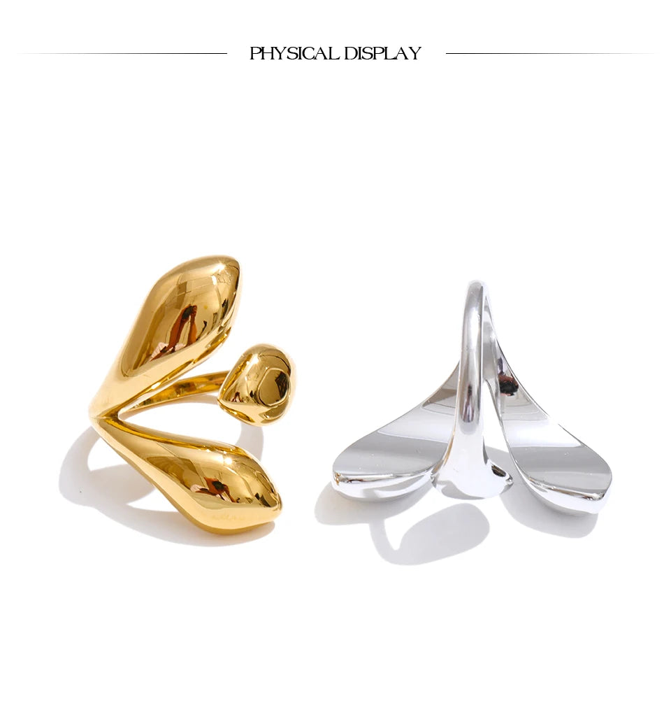 Geometric ring in gold-plated stainless steel.