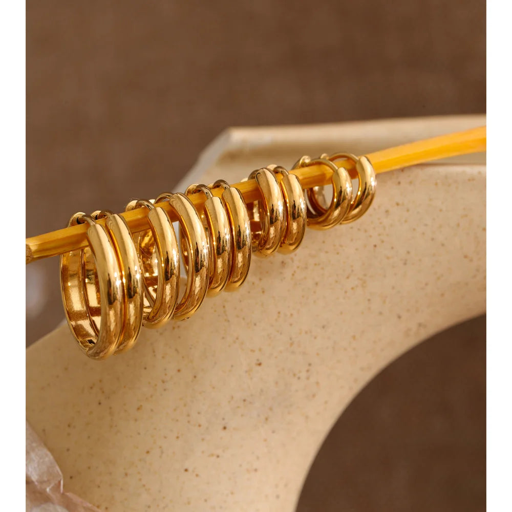 Geometric earrings in gold-plated stainless steel.