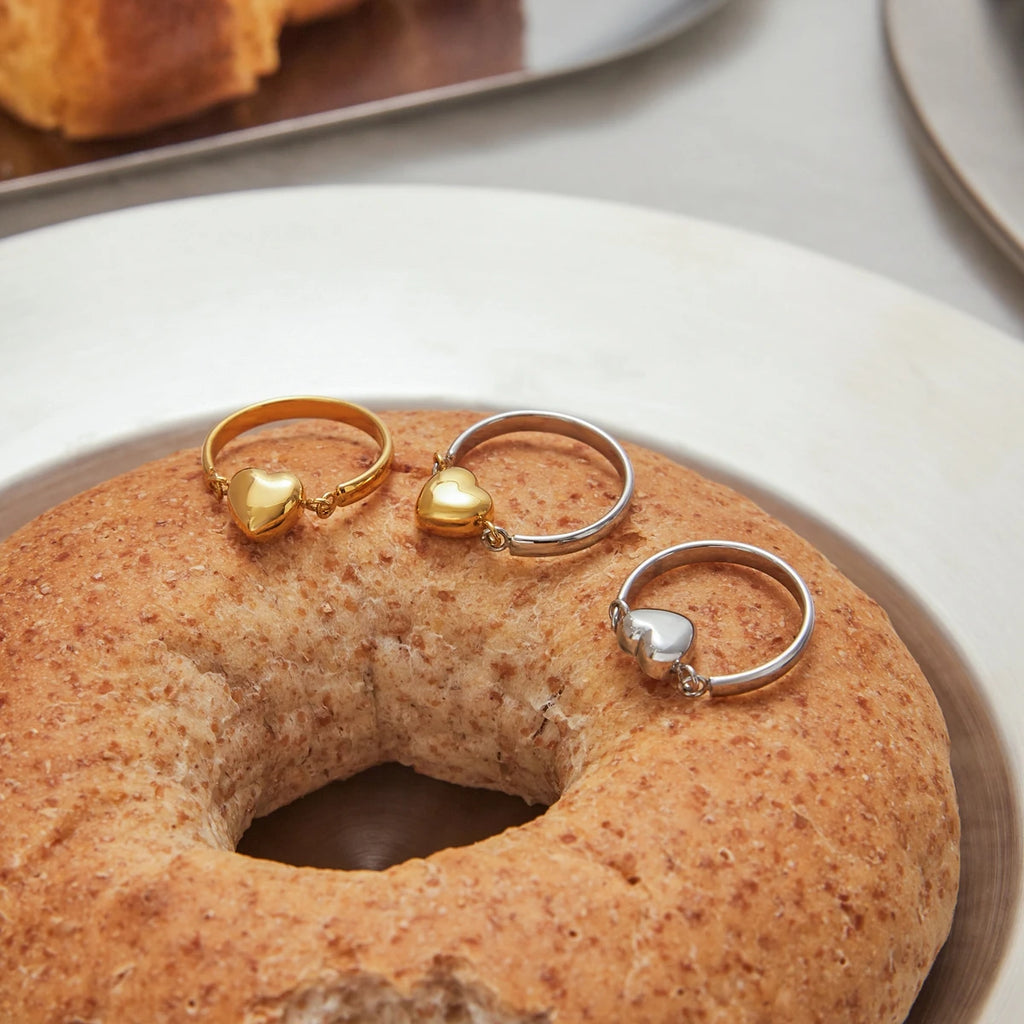 Heart Bead Ring — Stainless Steel · PS234