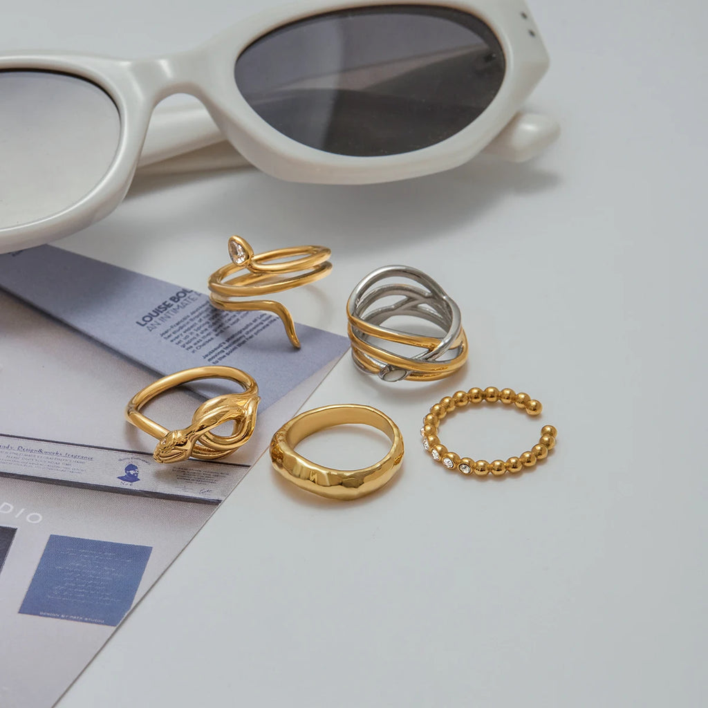 Snake Irregular Ring — Stainless Steel · PS344