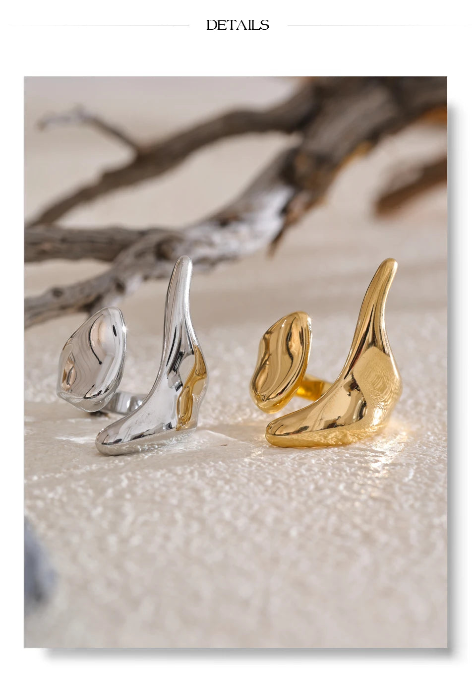 Geometric ring in 18K gold-plated stainless steel.