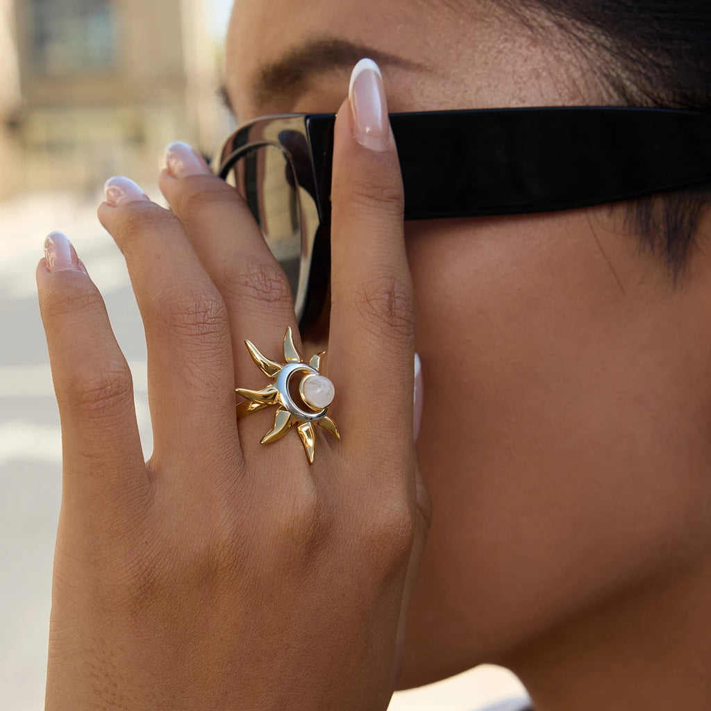 Sun Moon Statement Ring — Stainless Steel · PS238