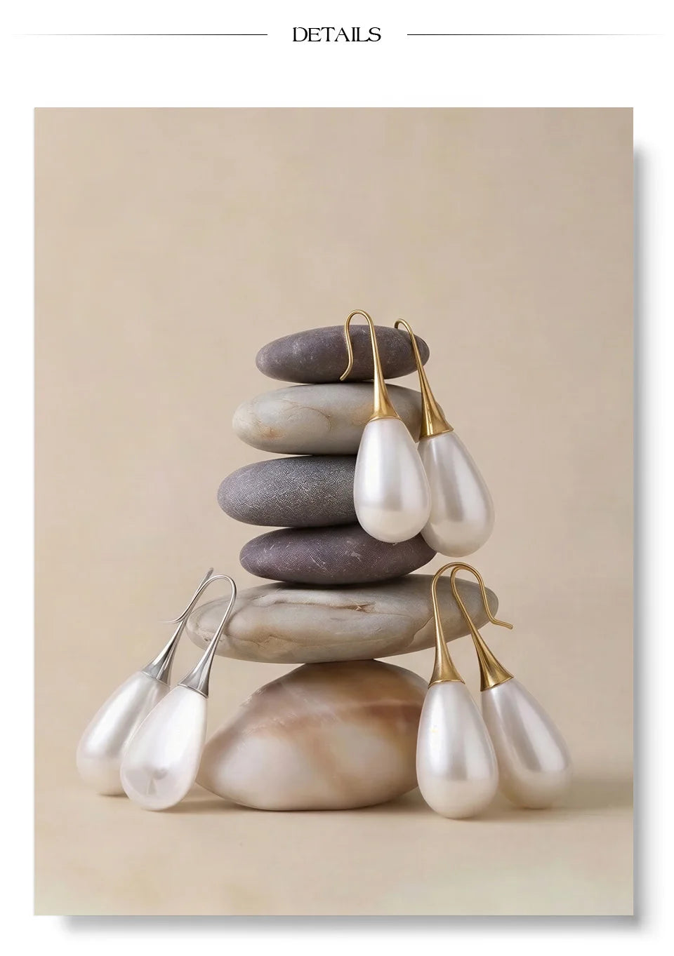 Pearl geometric earrings in gold-plated stainless steel with pearl.