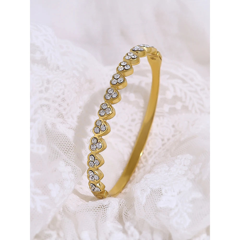 Love Heart Bangle Bracelet — 316L Stainless Steel · PS411