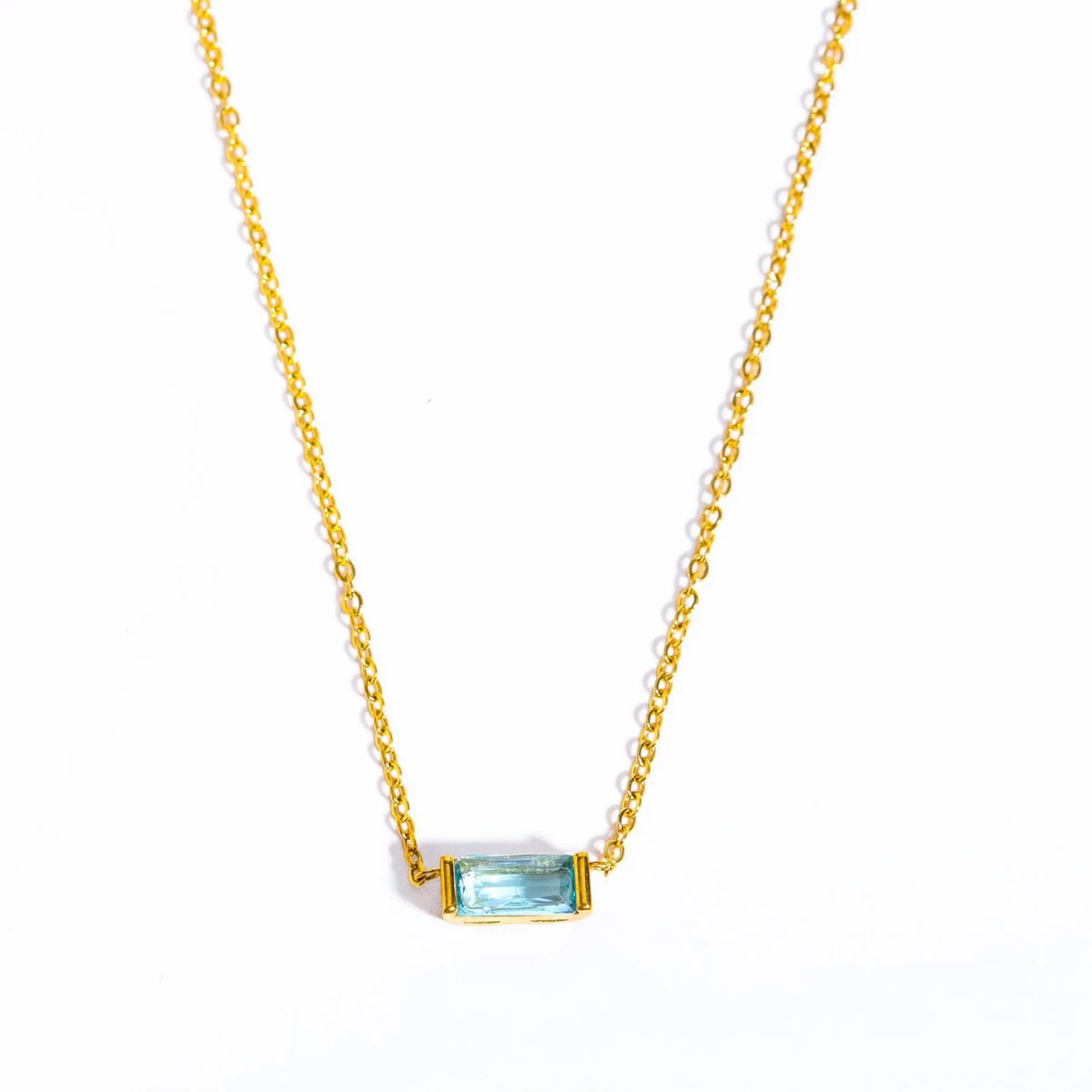 Twelve Month Birthday Stone Necklace 12 Birthday Stone Zircon Necklace Decoration Moon Stone Ladies Stainless Steel