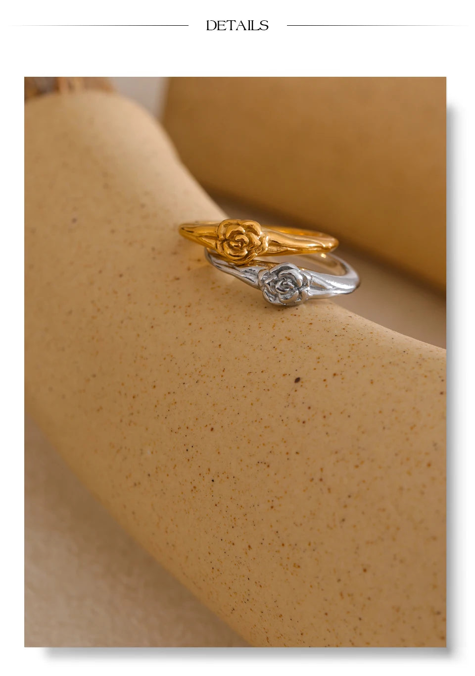 Flower geometric ring in 18K gold-plated stainless steel.