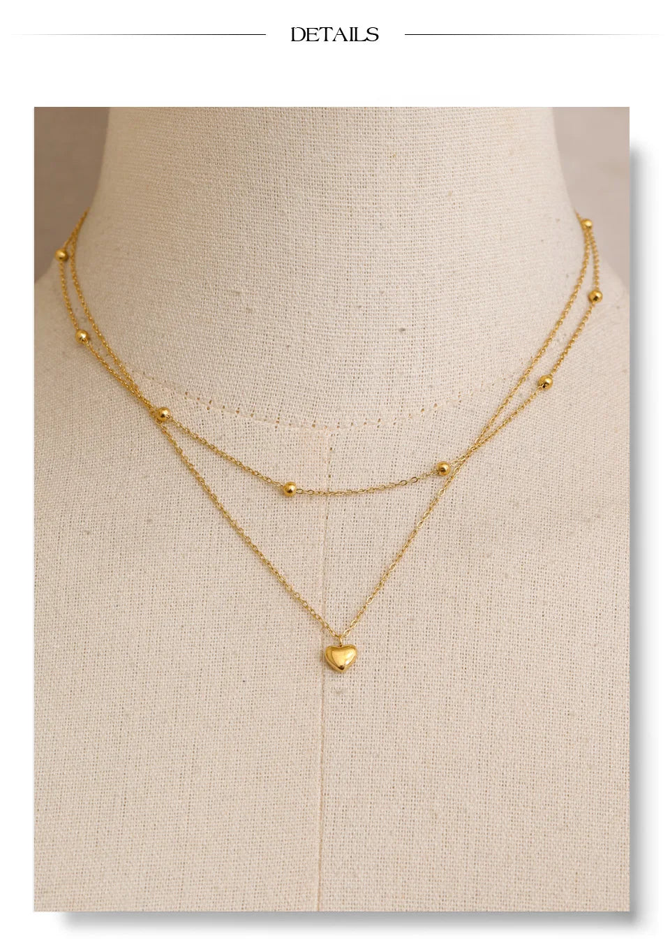 Heart chain necklace in gold-plated stainless steel.