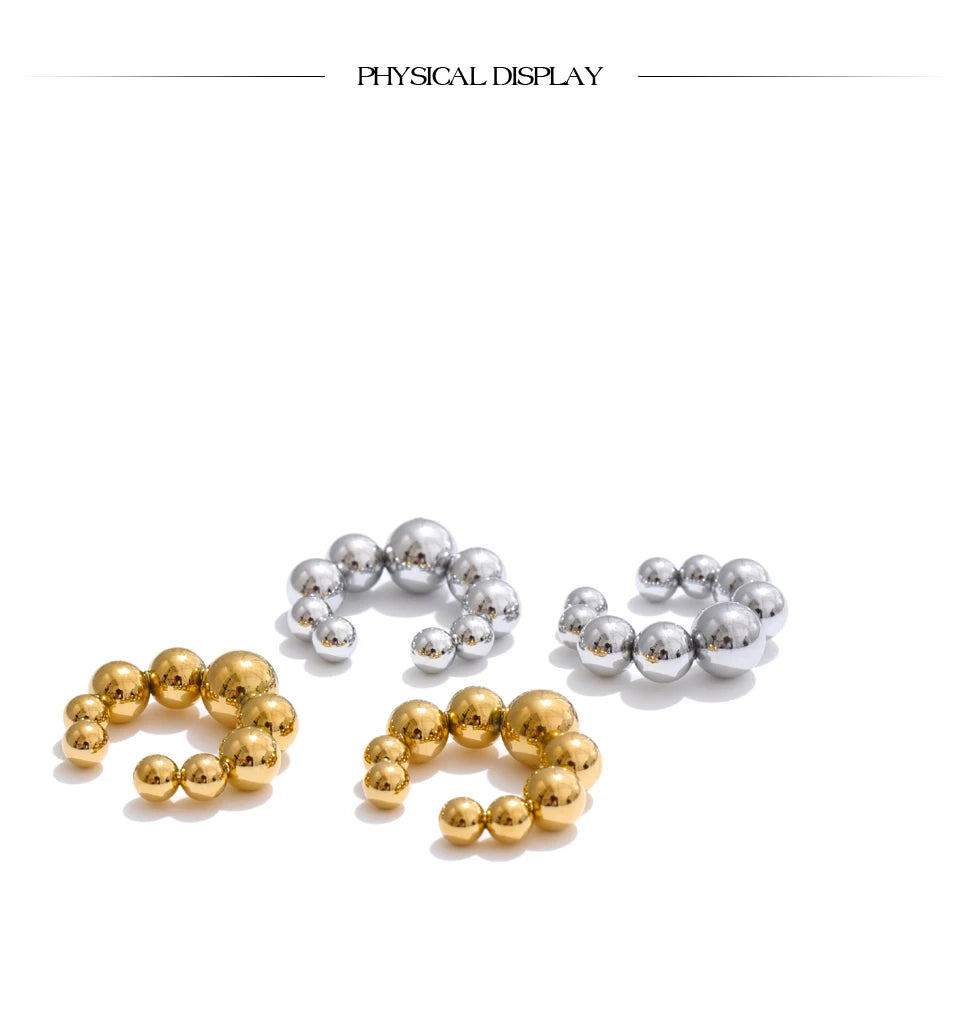 Beaded Geometric Earrings — Gold-Plated 316L Stainless Steel · PS2155