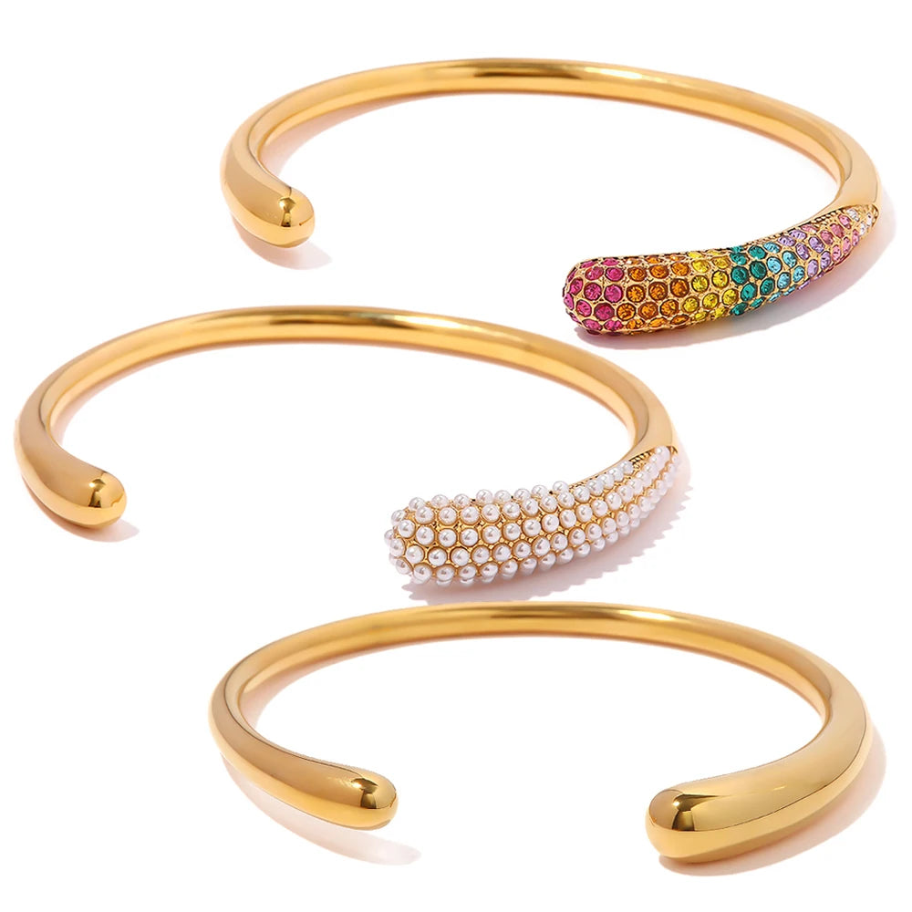 Wide Cuff Open Bracelet — Stainless Steel · PS380
