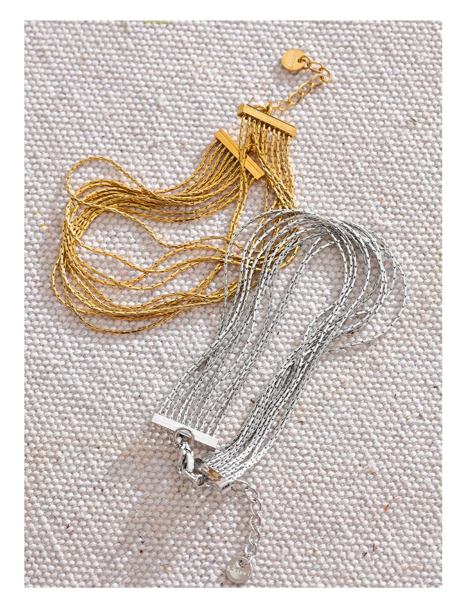 Geometric Chain Layered Bracelet — Gold-Plated Stainless Steel · PS1761