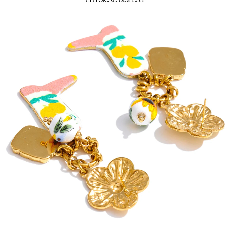 Flower Earrings — Gold-Plated Stainless Steel · PS1090