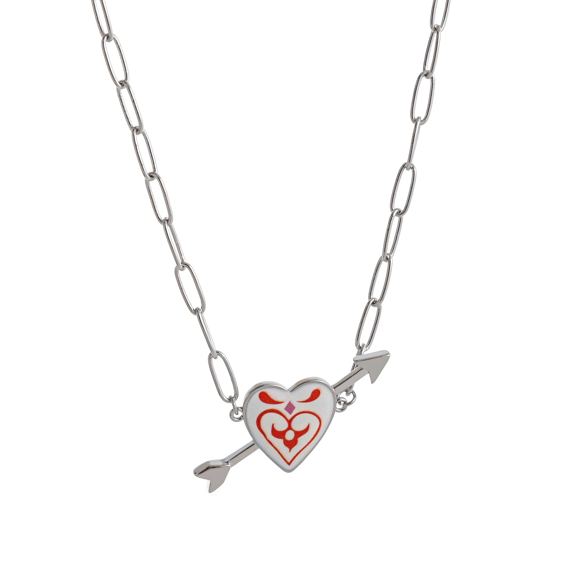 Vintage necklace with one arrow piercing personalized flower pattern, paperclip chain, gold-plated and color preserving