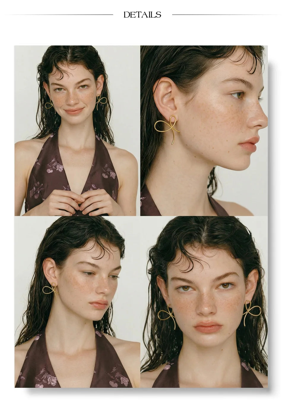 Bow Geometric Earrings — Gold-Plated Stainless Steel · PS1230
