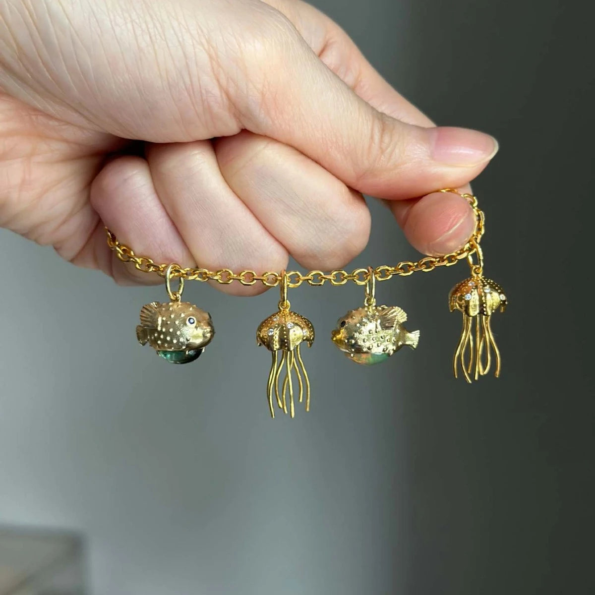Summer Vacation Beach Series Small Puffer Pendant Natural Stone Necklace Style Collar Chain Color Preservation