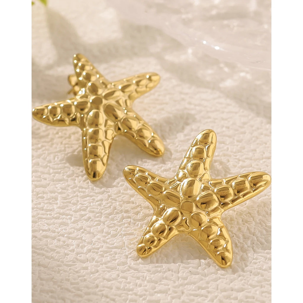 Drop Earrings Irregular Star Metal Starfish — 316L Stainless Steel · PS420