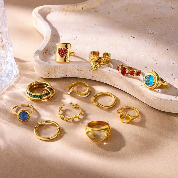 Color Stone Ring Stack — Stainless Steel · PS224