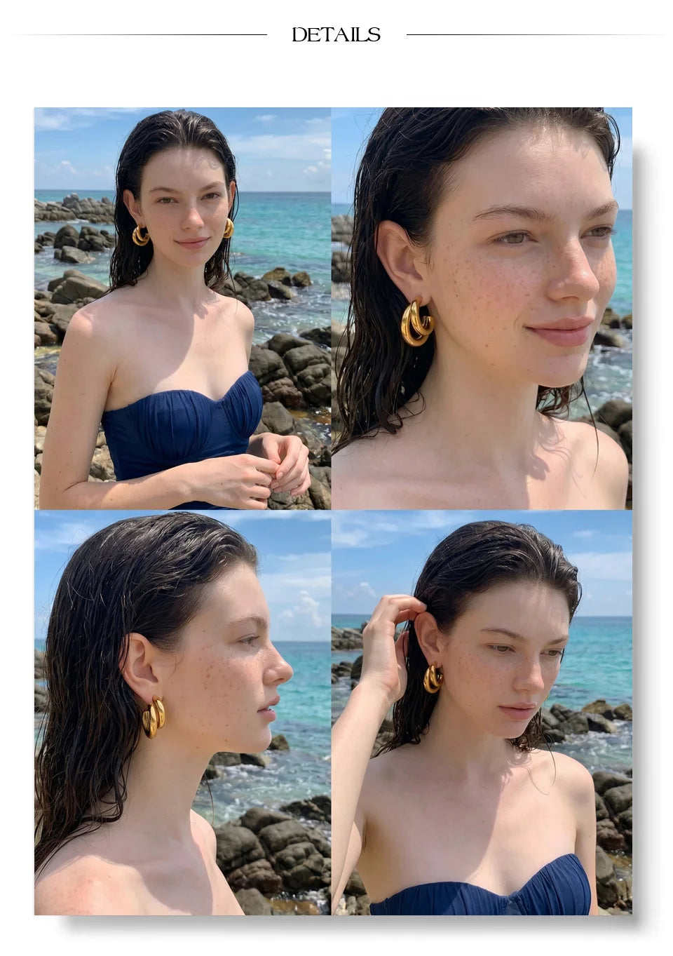 Geometric earrings in gold-plated stainless steel.