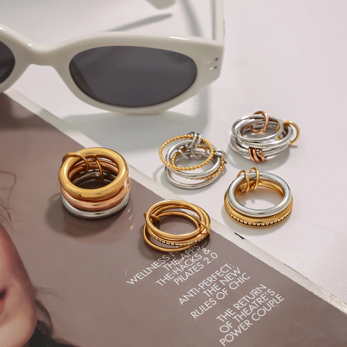 Mixed Band Ring Stack — Stainless Steel · PS273