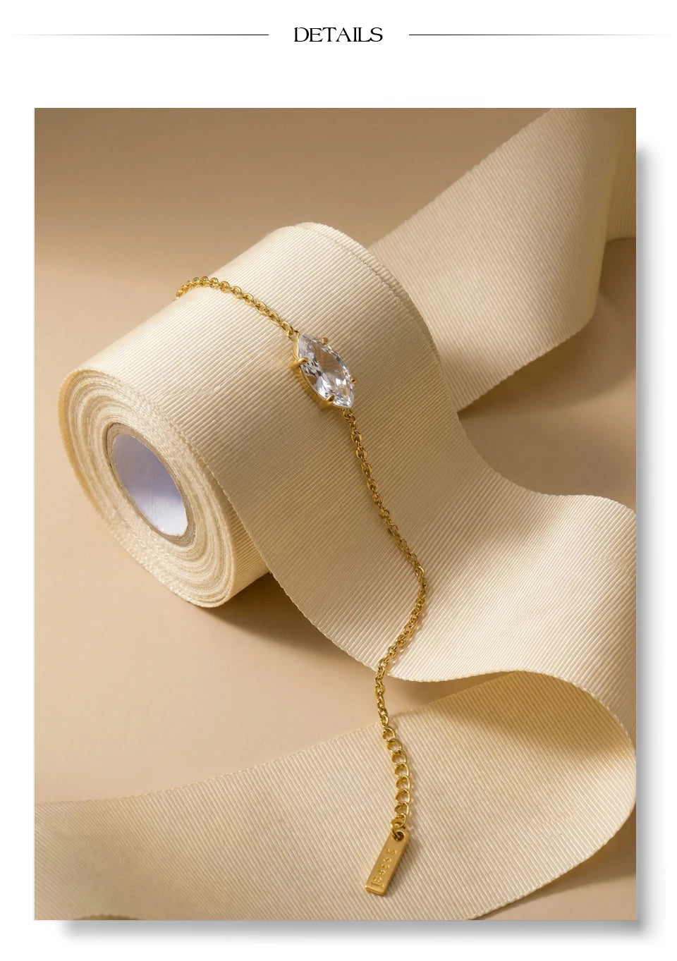 Cubic Zirconia Geometric Chain Bracelet — Gold-Plated Stainless Steel with Cubic Zirconia · PS1057