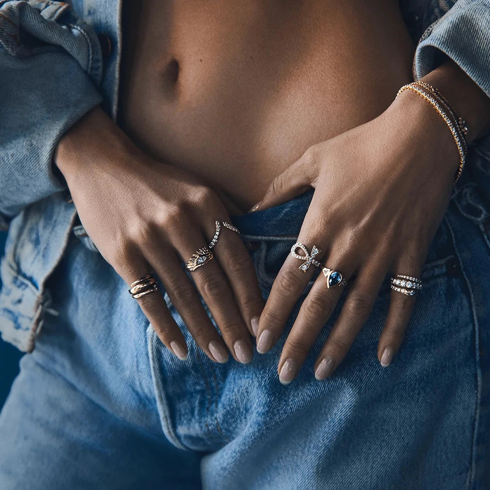 Snake Stone Ring Stack — Stainless Steel · PS244