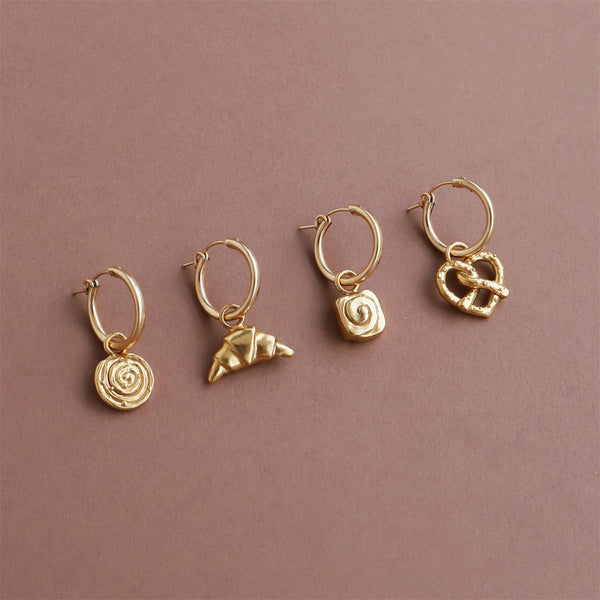 Hornbread earrings, salt pepper bread necklace, cinnamon roll earrings, gold-plated color preservation