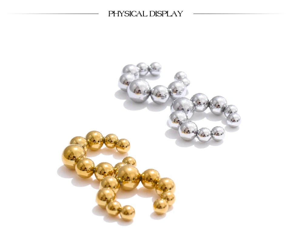 Beaded Geometric Earrings — Gold-Plated 316L Stainless Steel · PS2155