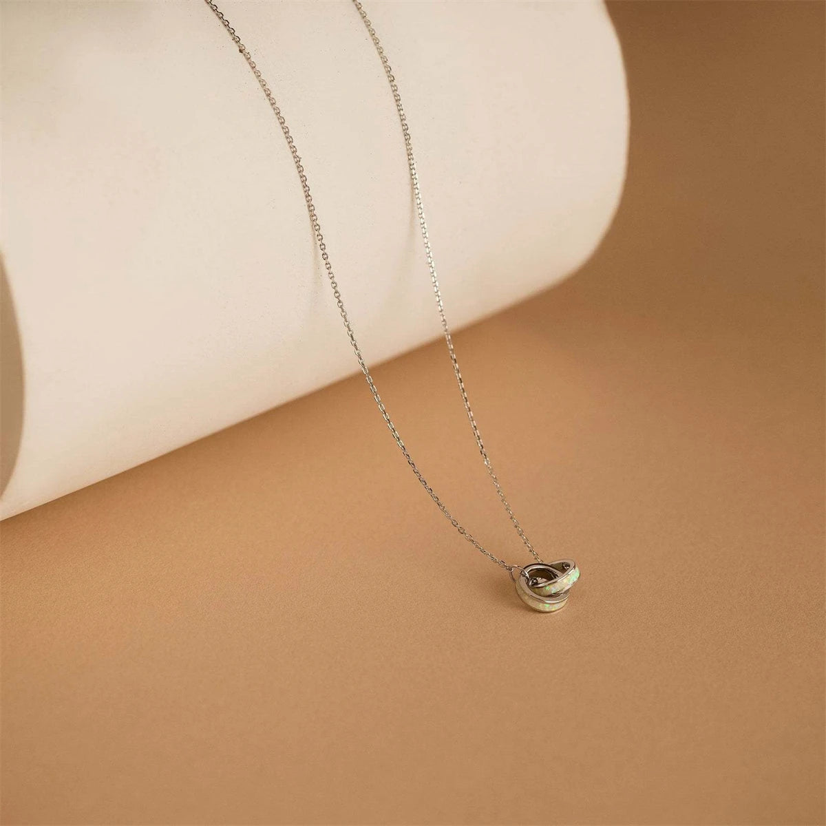 New Opal stainless steel eternal ring asymmetrical splicing bracelet necklace interlocking titanium steel