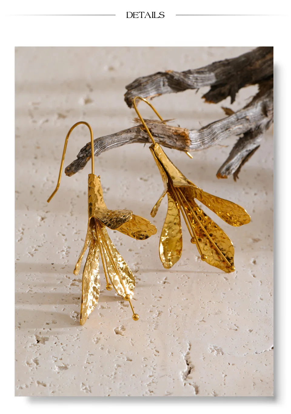 Flower Earrings — Gold-Plated Stainless Steel · PS1373