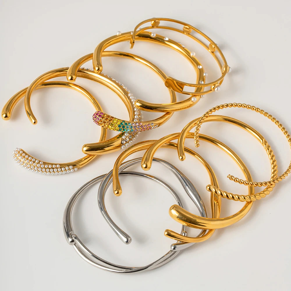 Wide Cuff Open Bracelet — Stainless Steel · PS380