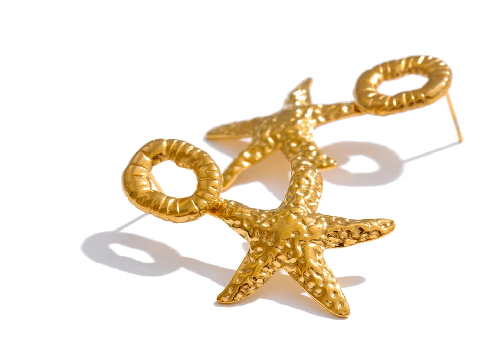 Star earrings in gold-plated stainless steel.