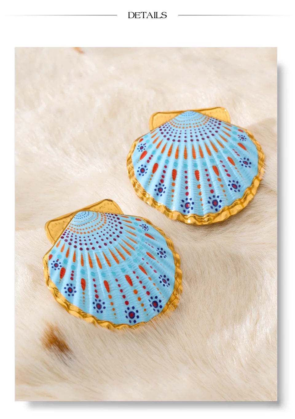 Shell enamel y2k earrings in gold-plated stainless steel with shell and enamel.