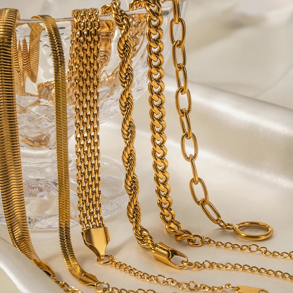 Layered Mesh Chain Bracelet Stack — Stainless Steel · PS014
