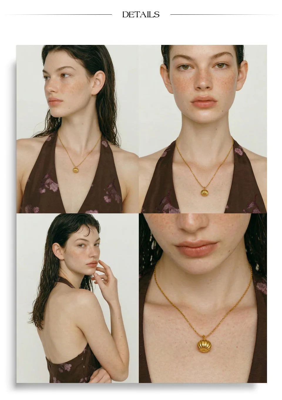 Geometric necklace in gold-plated stainless steel.