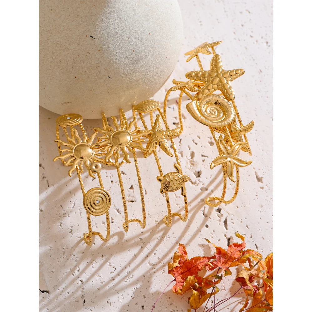 Shell Star Sun Bracelet — Gold-Plated Stainless Steel with Shell · PS2309