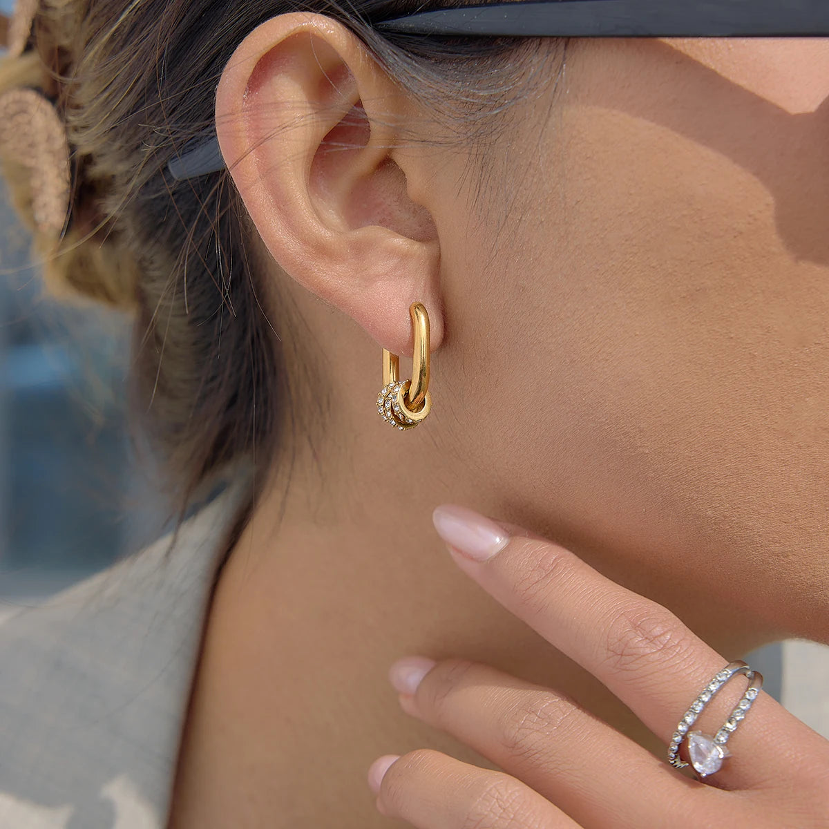U-Shaped CZ Ear Cuff — Stainless Steel · PS372