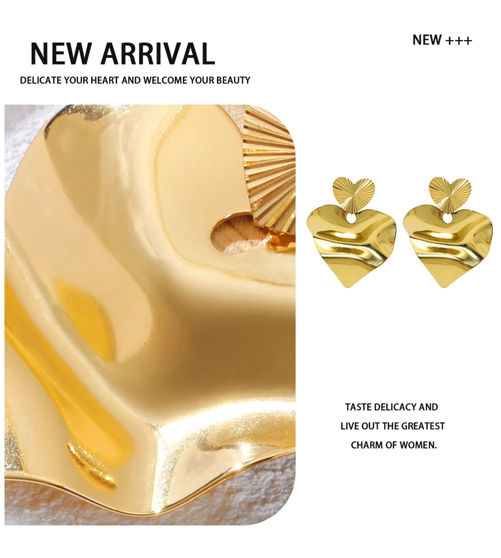 Drop Earrings Irregular Heart Retro — 316L Stainless Steel · PS400