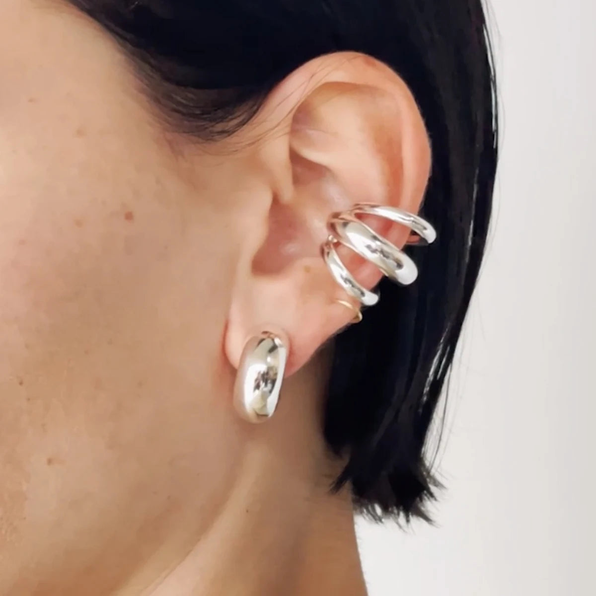 Thick Ear Clip Earrings — Stainless Steel · PS349