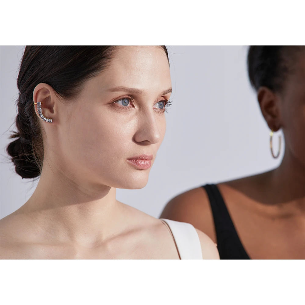 Cubic Zirconia Geometric Earrings — 18K Gold-Plated Stainless Steel with Cubic Zirconia · PS1655