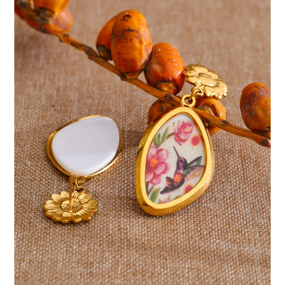 Acrylic Flower Earrings — Gold-Plated Stainless Steel with Acrylic · PS1137
