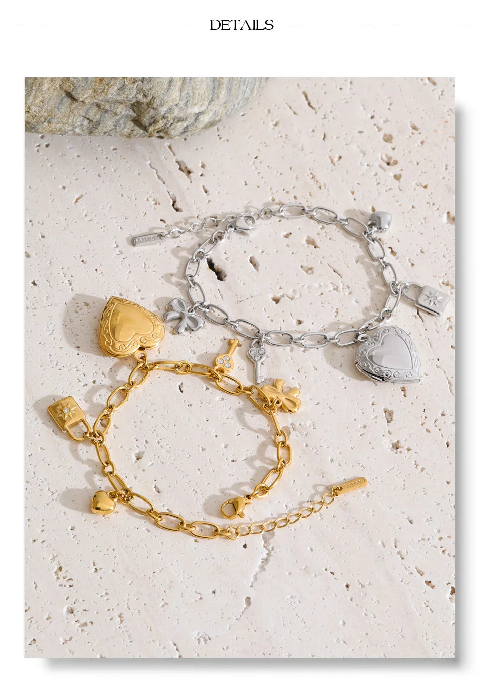 Heart necklace in gold-plated stainless steel.