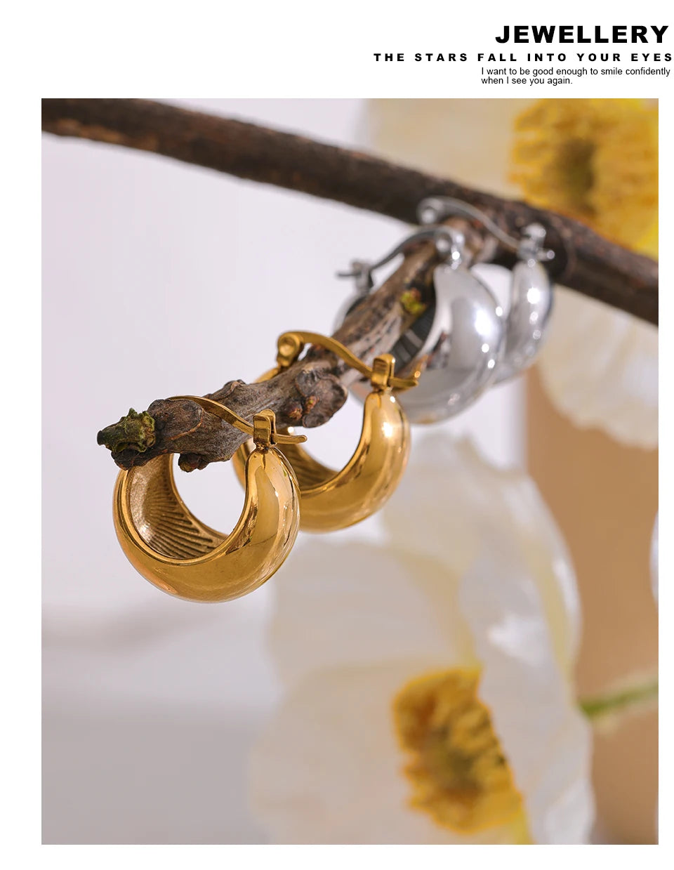 Geometric earrings in gold-plated stainless steel.