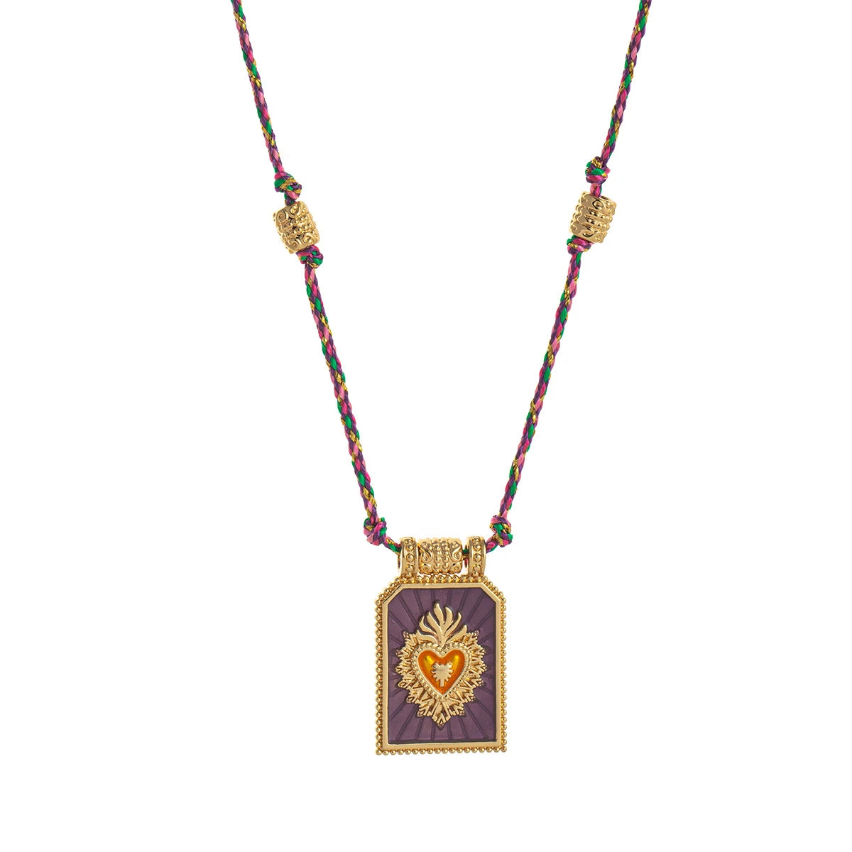 Minimally colored heart tarot card pendant necklace, women's collarbone chain, gold-plated and color preserving