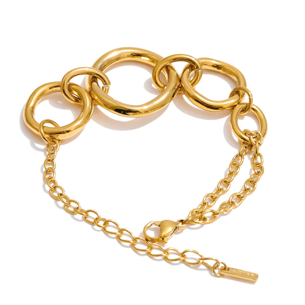 Geometric Chain Bracelet — Gold-Plated Stainless Steel · PS1183